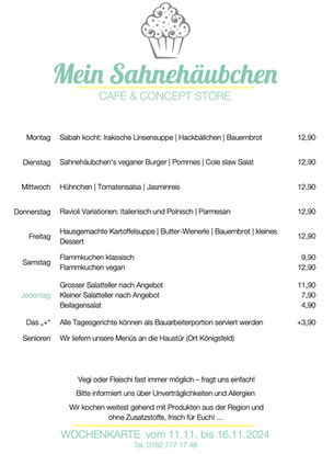 Nebliges und feuchtes Herbstwetter? Da hilft unser Wochenmenü... wärmend und frisch ab dem 11.November: 