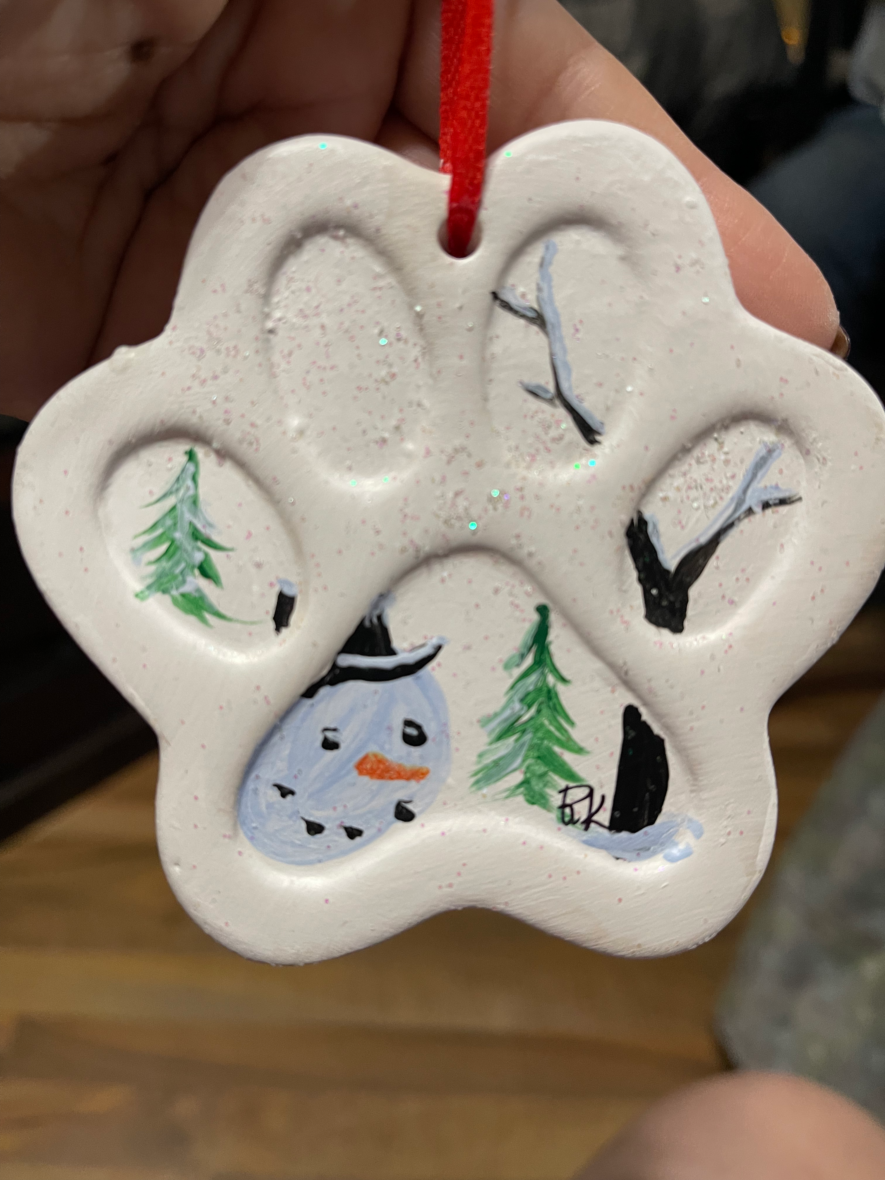 Paw snowman ornament