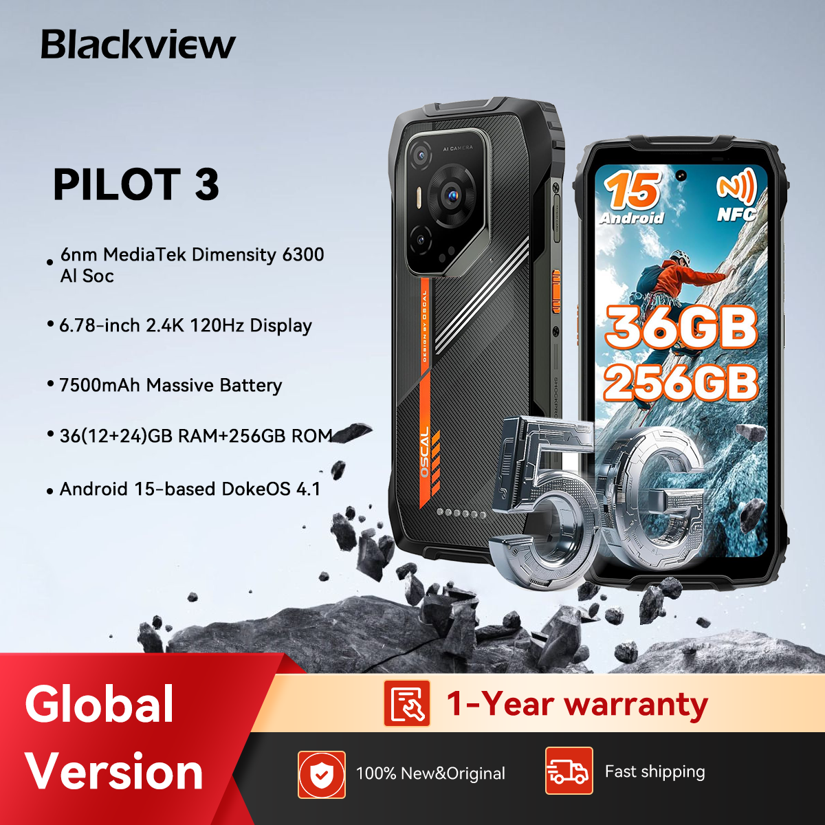 OSCAL PILOT 3 5G AI Rugged Smartphone
