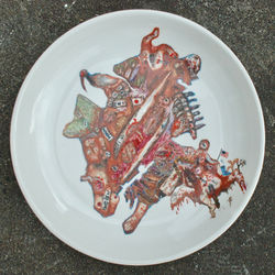 色絵大皿「軍馬」