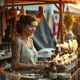 woman at her vendor stall selling produc