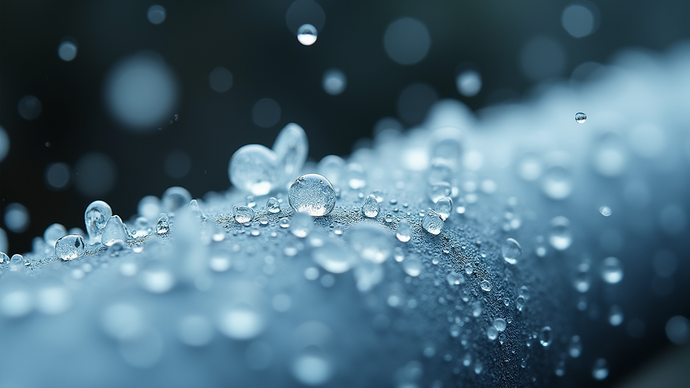 Close-up view of a condensation forming on a cool mold surface