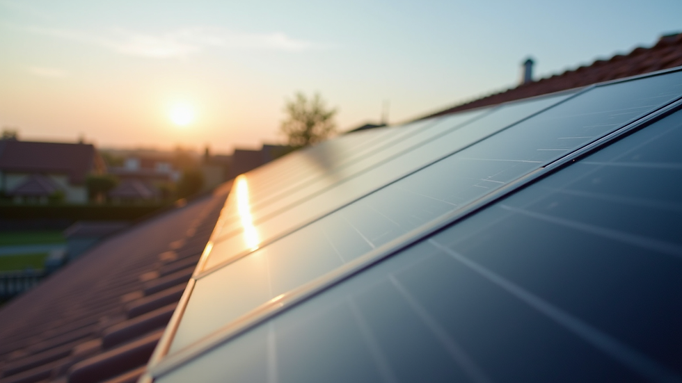 Eye-level view of solar panels installed on a residential rooftop