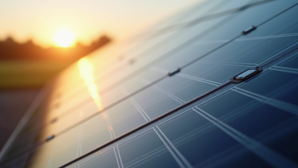 Close-up view of solar panel cells absorbing sunlight