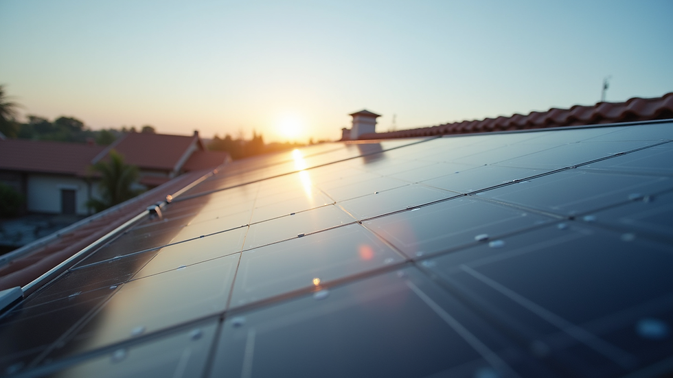 Eye-level view of solar panels installed on a residential rooftop