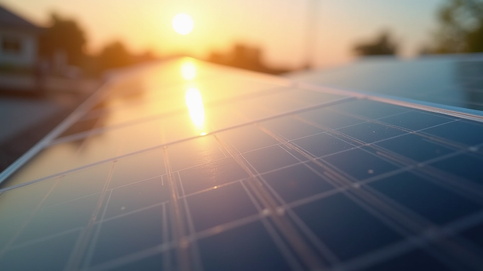 Close-up view of solar panel cells absorbing sunlight