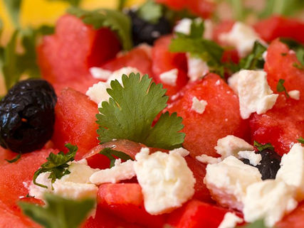 Watermelon, olive, caper & feta salad