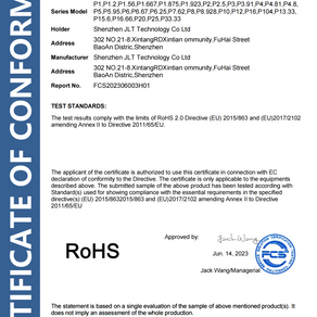 Certificate Of Compliance RoHS