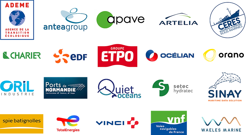 clients d'h2drone : ADEME, Anteagroupe, apave, artelia, CERES, Charier, EDF, ETPO, Océlian, Orano, Oril, port de normandie, quiet ocean, setec, sinay, spie batignolles, total, vinci, EDF, walesmarine