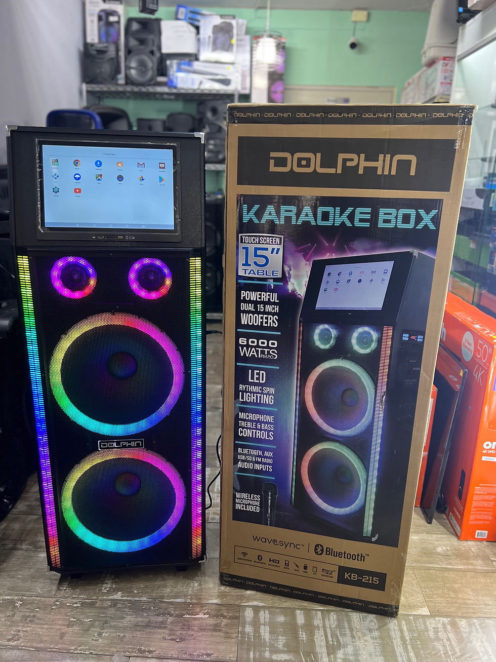 Dolphin karaoke box bocina Doble 15" 6000watts Kb215