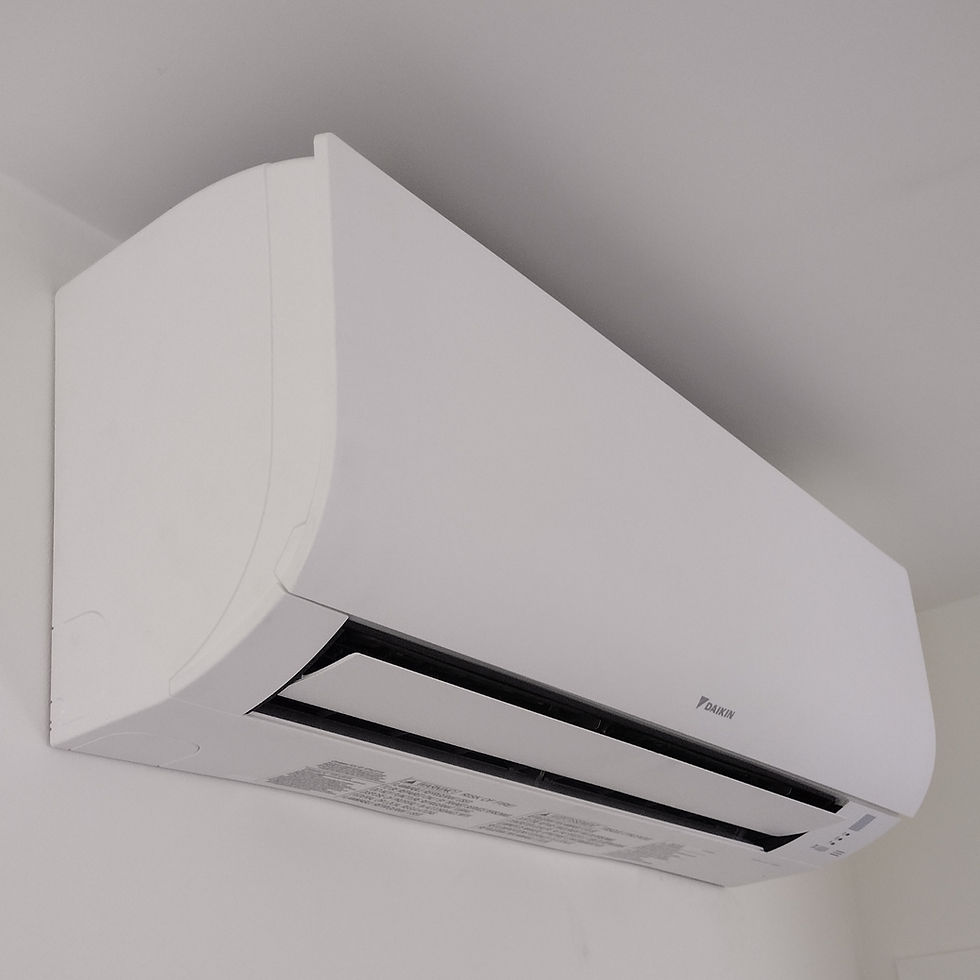 Close-up view of a mini split AC indoor unit mounted on a wall