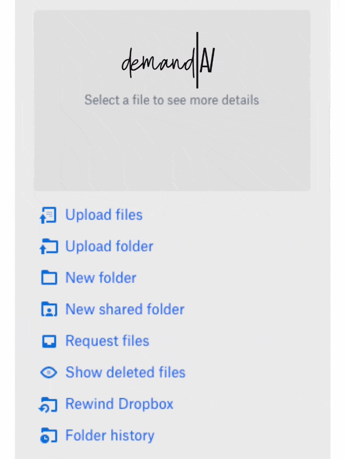 Dropbox menu to choose Rewind Dropbox