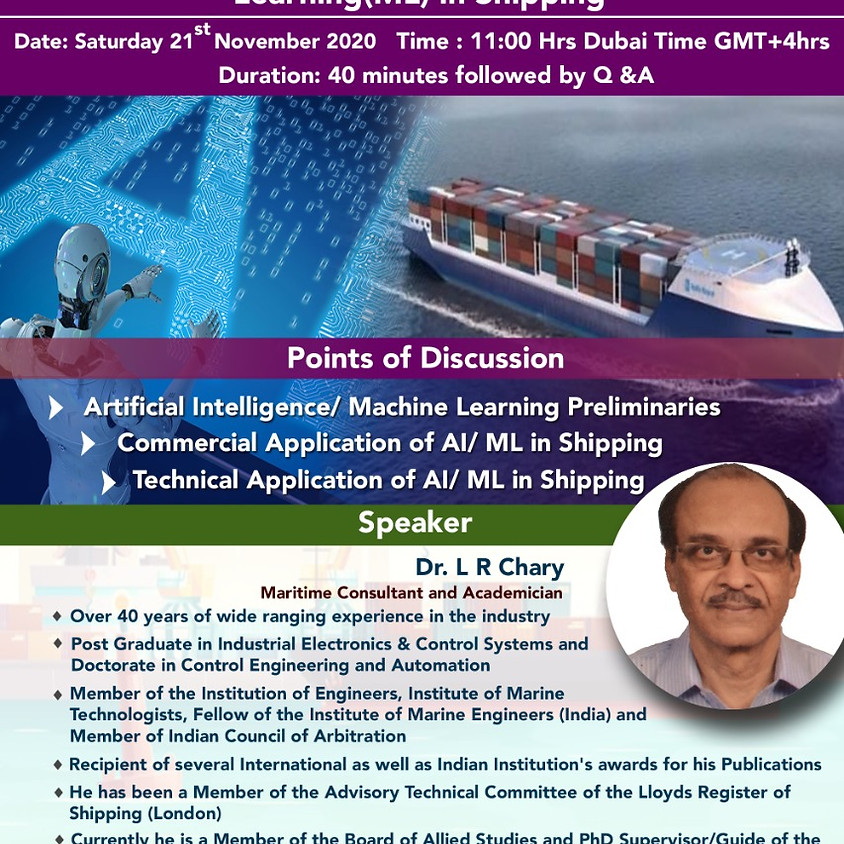 Application of Artificial intelligence (AI)/ Machine learning (ML) in Shipping