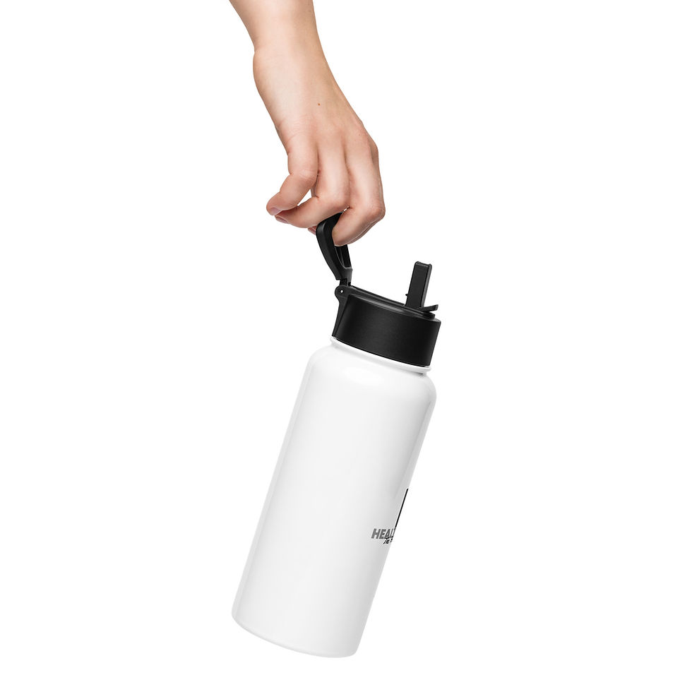 Thumbnail: Health Bridge Stainless steel water bottle with a straw lid