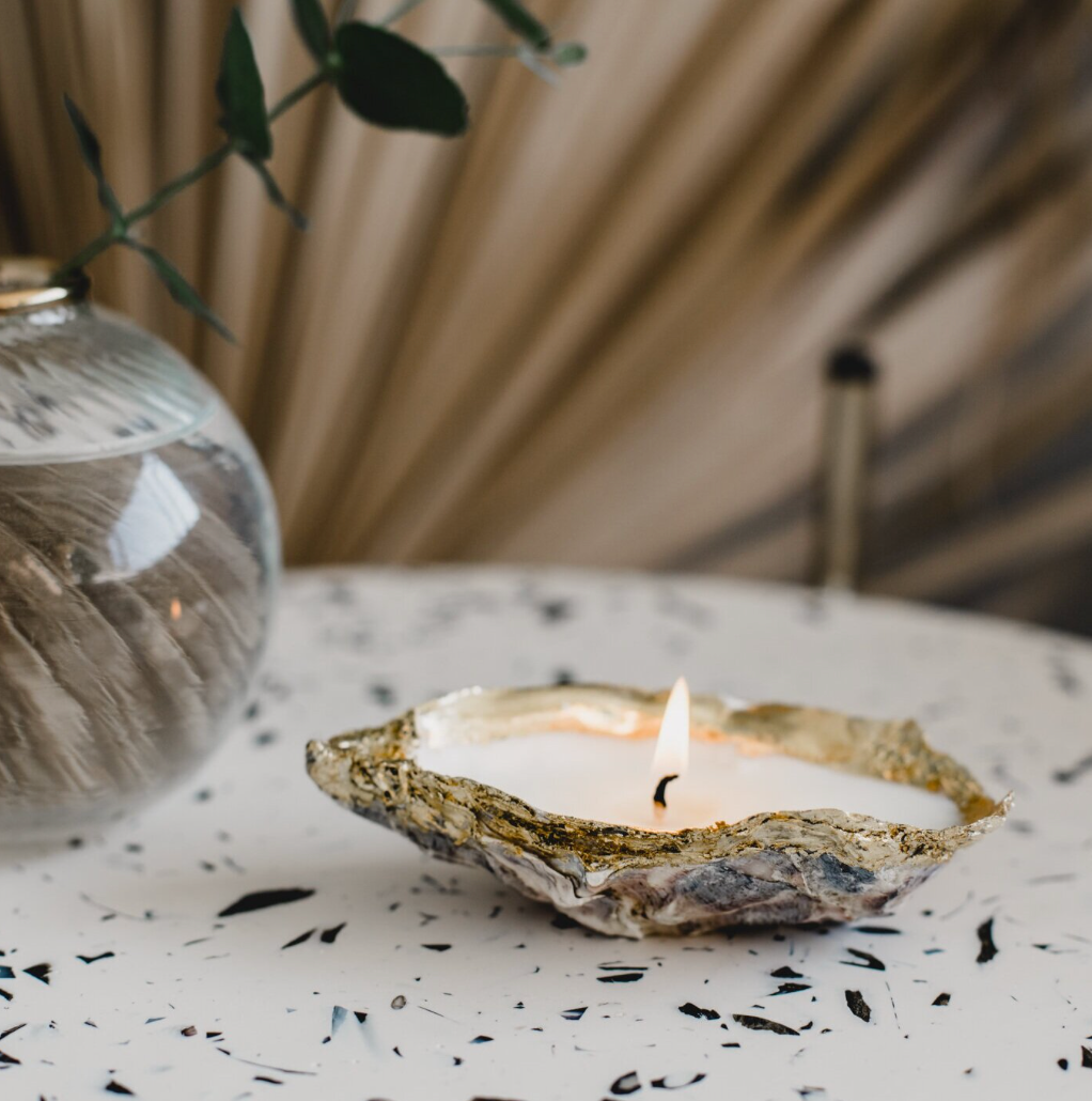 Gold Oyster Shell Candle