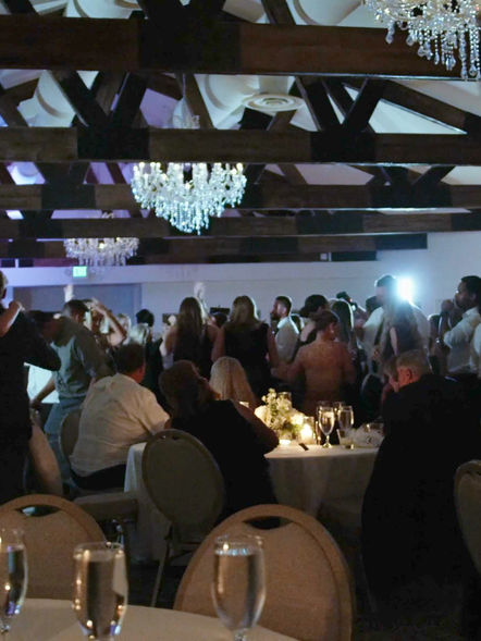 Guests enjoying gourmet appetizers and drinks at the sophisticated Wrigley Mansion wedding reception.