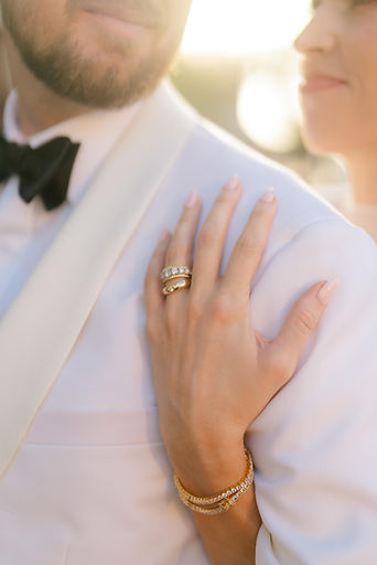 A portrait of Meghan and James on their wedding day.
