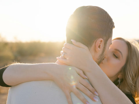 Tucson engagement session capturing warm desert light and modern composition