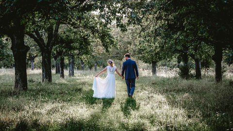Orchard-inspired first look at a Phoenix wedding venue