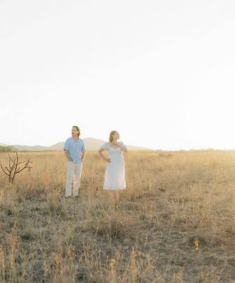 Golden hour lighting for an engagement photo in Tucson, AZ.