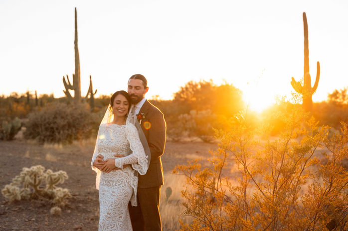 A beautiful outdoor wedding setting at White Stallion Ranch.