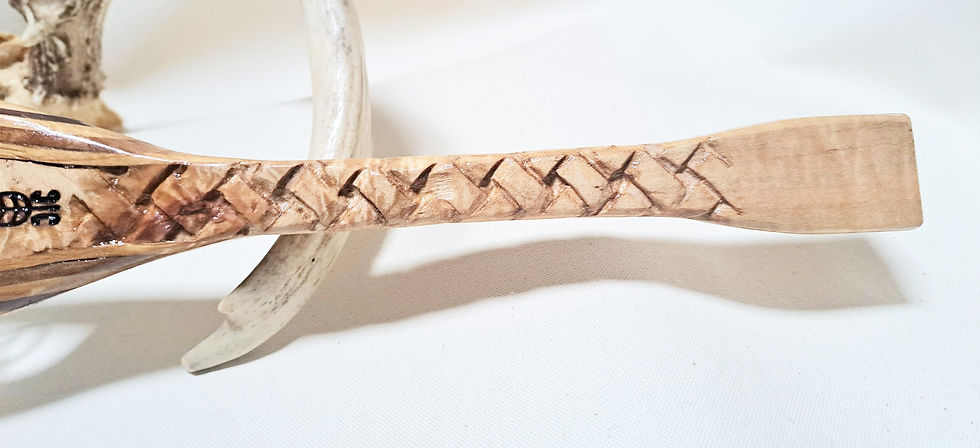 Thumbnail: Hand Carved Curly Maple Short Handle Fishing Net - SOLD