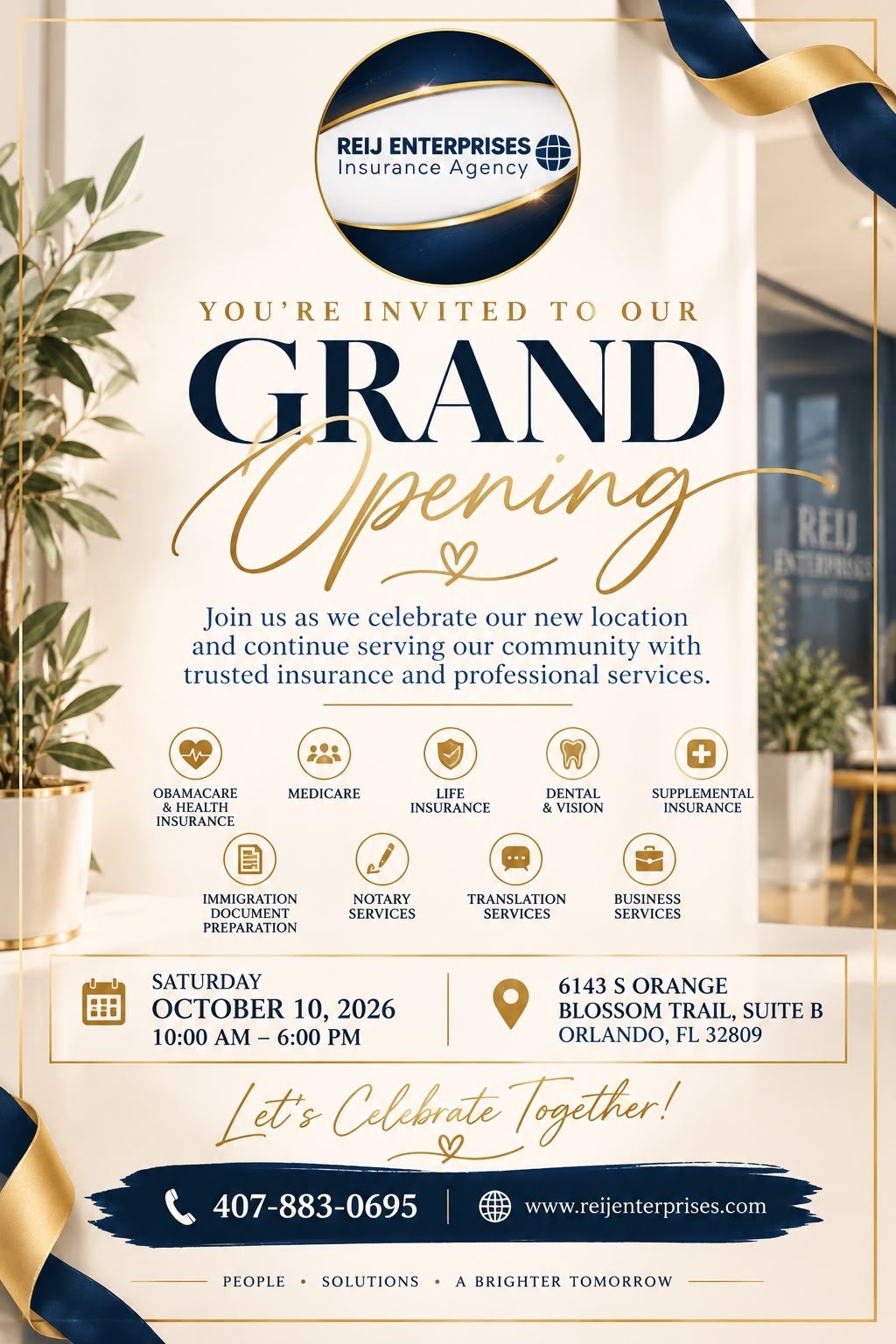 REIJ Grand Opening invitation for October 10, 2026