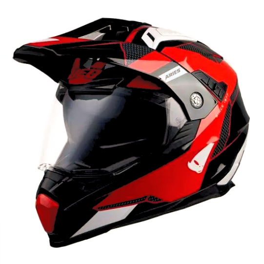 UFO - Aries Tourer Crossover Black Red Dual Sport Helmet (HE163)
