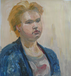 Портрет студентки Гели масло картон