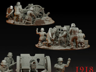 The German 7.7cm Field Gun offers high-explosive support