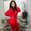 Thumbnail: Red Women's Jogger Set Stretchy trendy tall girl friendly