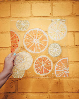 Citrus Fruit Glass Artwork Panel by Melissa Keskinkilinc