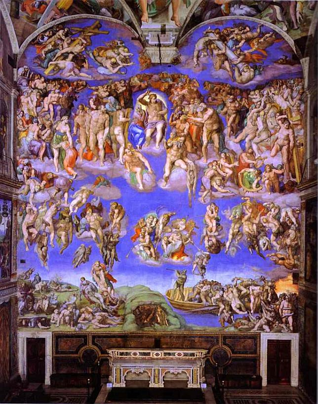 The Last Judgement on the wall behind the alter in the Sistine Chapel, painted c. 1535-1541.