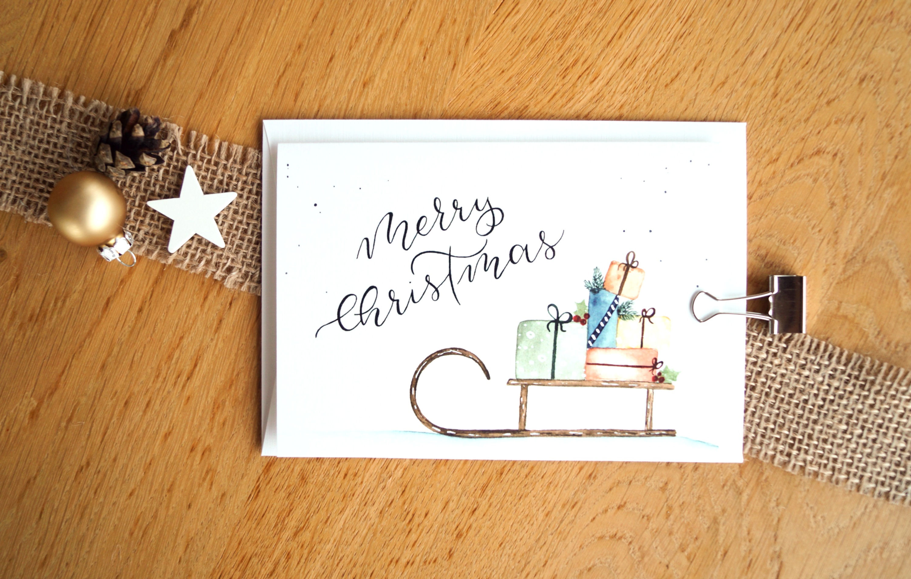 Karte "Merry Christmas Schlitten"