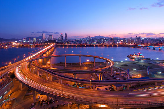 Night view of Han River, Seoul, Korea, w