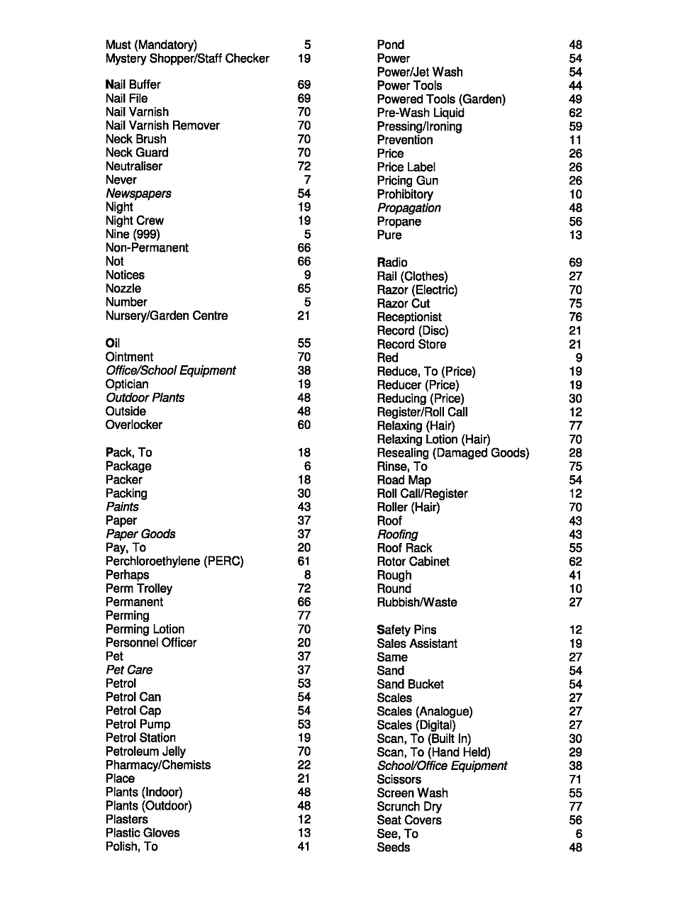 Thumbnail: General Retail Contents Page