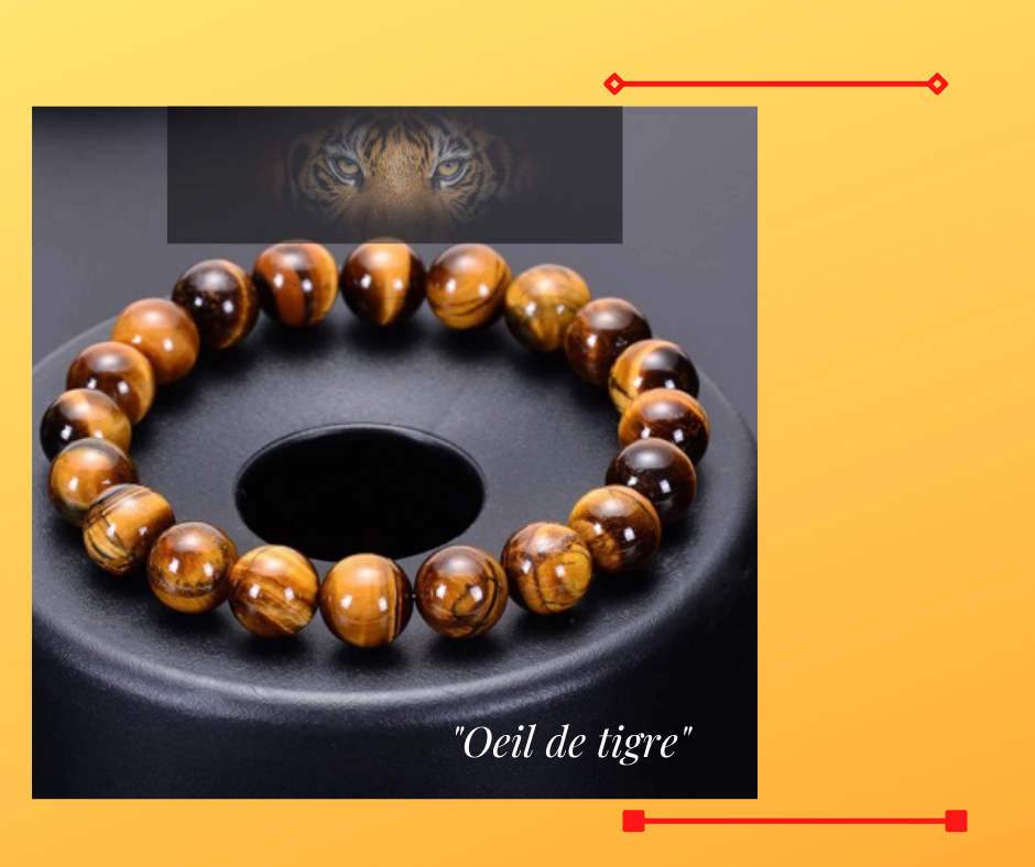 Bracelet pierre œil de tigre jaune