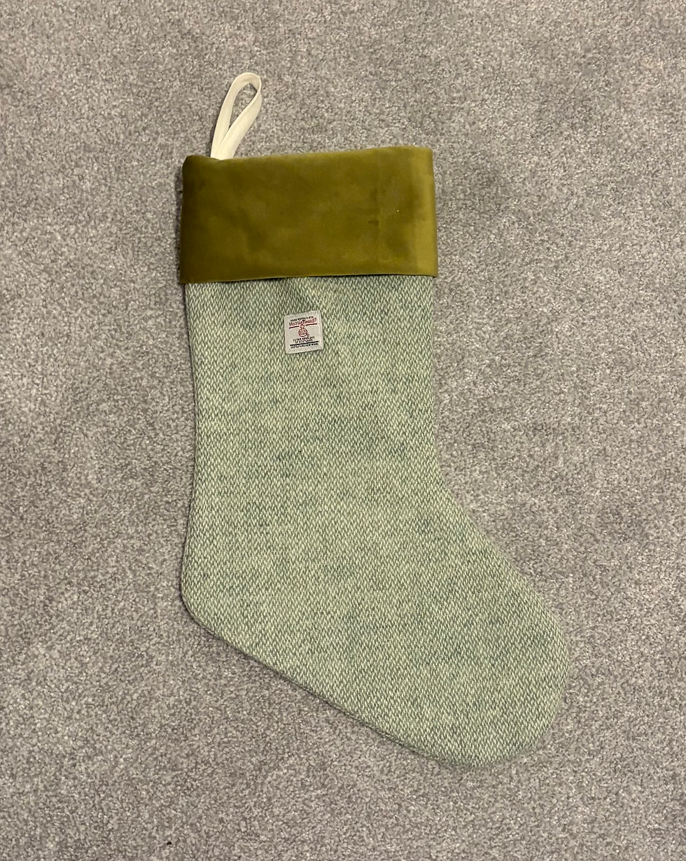 Thumbnail: Christmas Stocking in Harris Tweed herringbone fabric