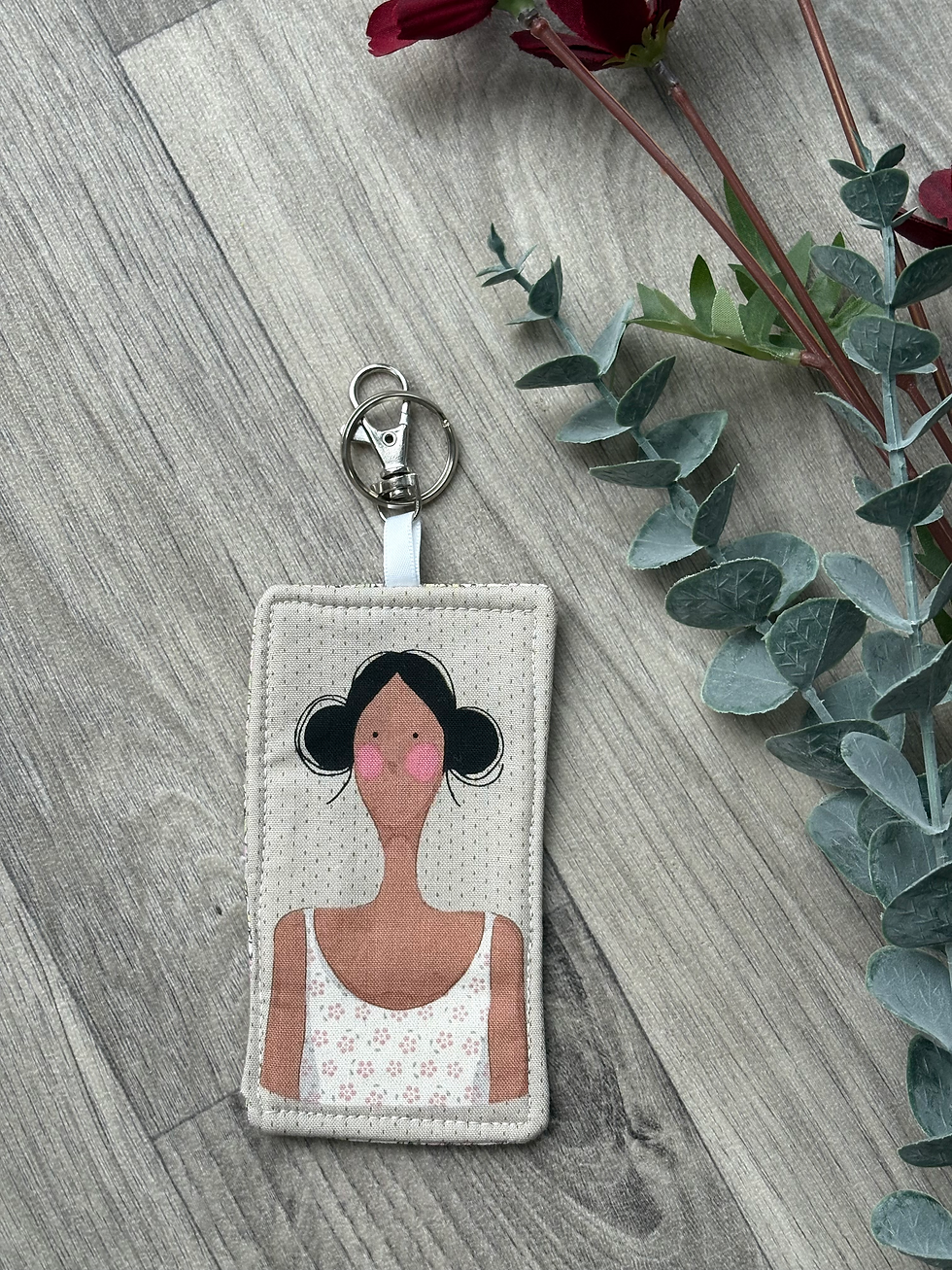 Thumbnail: Handmade fabric friends bag charm/keyring, tilda cotton, liberty fabric 
