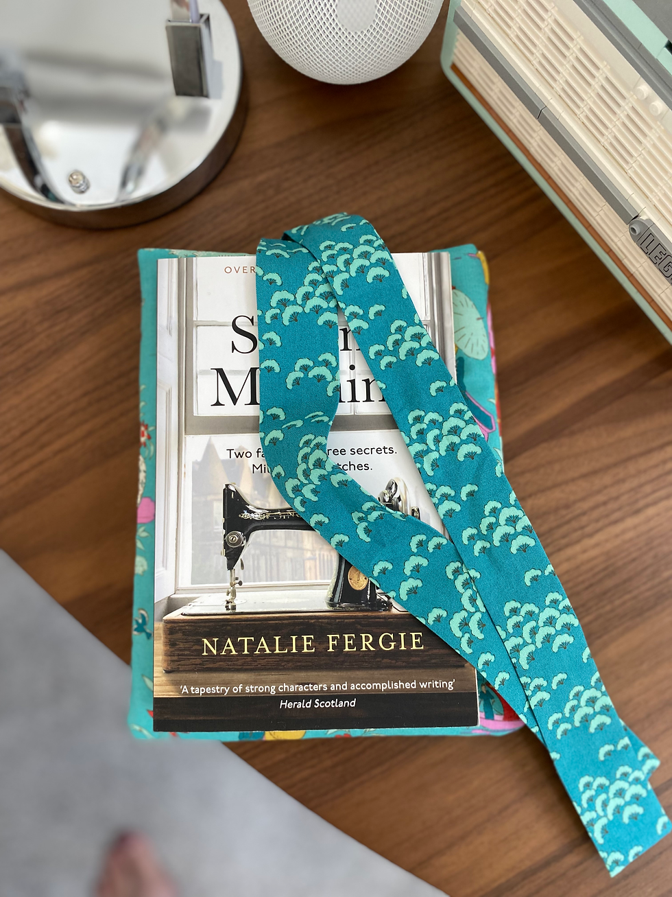Thumbnail: Book sleeve - Tilda cotton lightly padded with ties