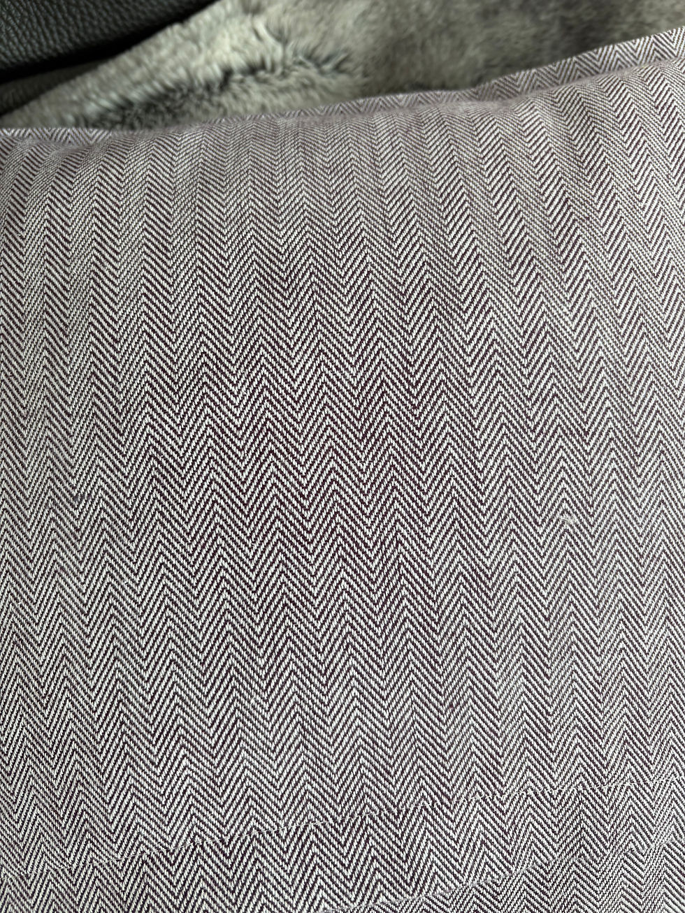 Thumbnail: Sheep Cushion Cover Handmade in Scotland – Cotton Linen Front – Herringbone Back