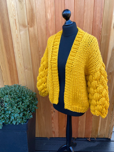 Chunky knit bubble sleeve cardigan, 100% merino wo Bo-Peep Studio