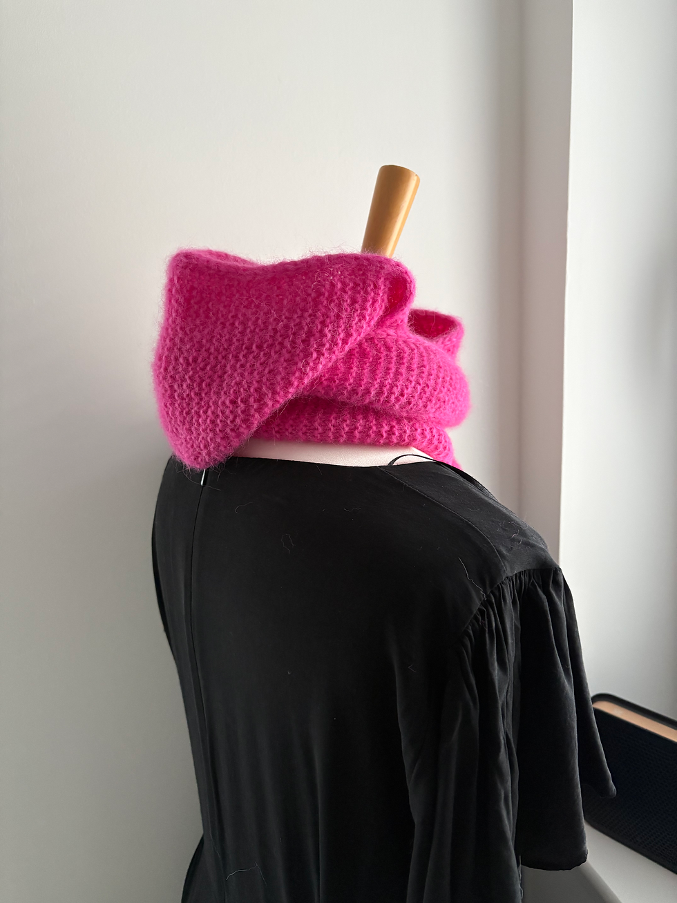 Thumbnail: Handmade Knitted Hooded Scarf – Alpaca & Merino Wool – Soft Warm Style