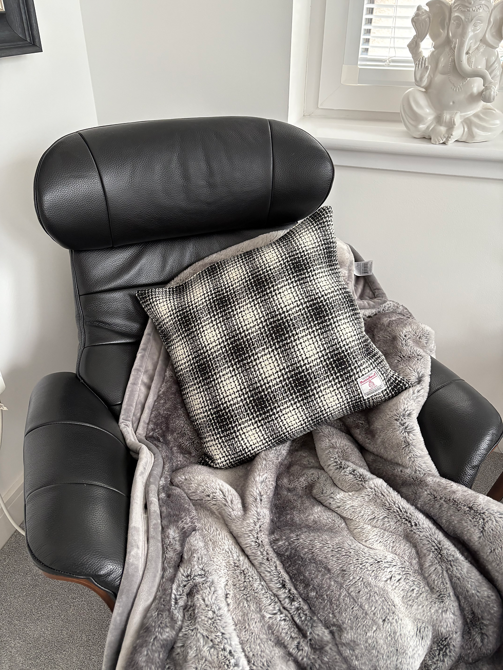Thumbnail: Harris Tweed Cushion in Black and white Ombré  with Feather insert. 45cm x 45cm 