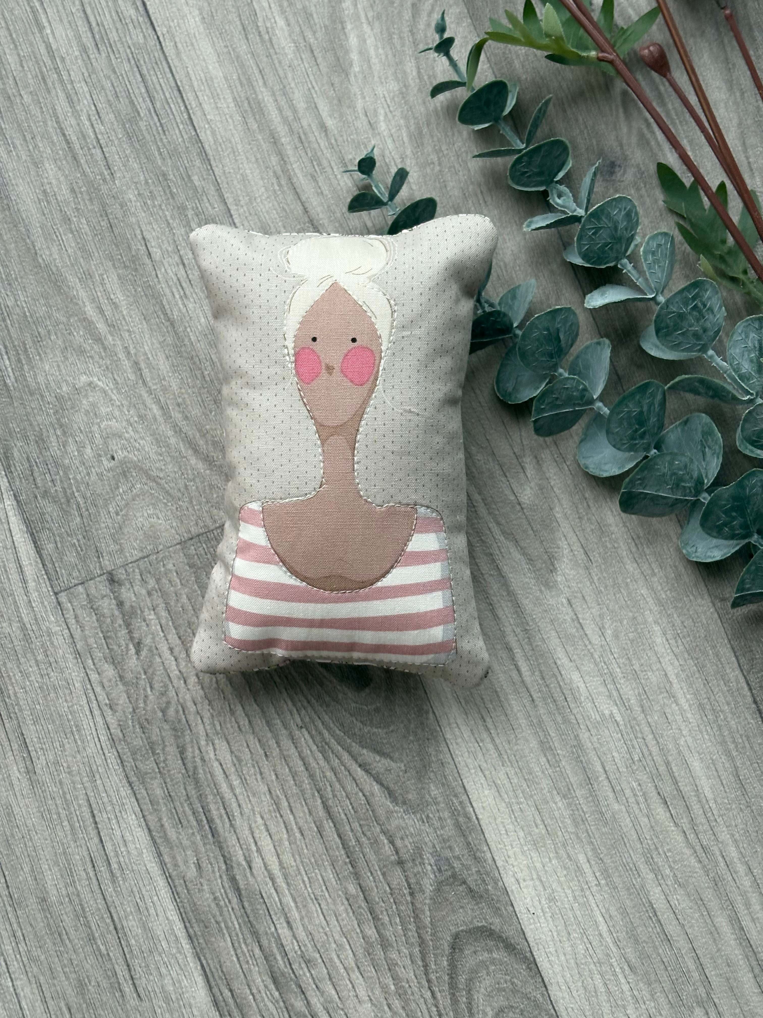 Handmade Tilda Friends Fabric Pincushion with Liberty Back & Scissor Pocket