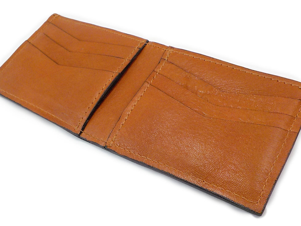 Miniatura: Cartera de cuero Indy camel, hecha a mano en cuero de alta calidad, con tarjeteros y billetero.