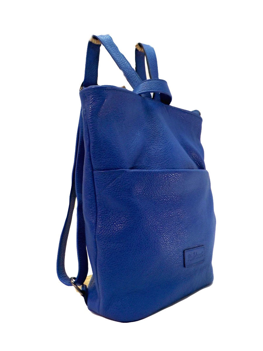 Mochila de cuero azulón New Orlay de RedMasai, diseño artesanal y elegante.