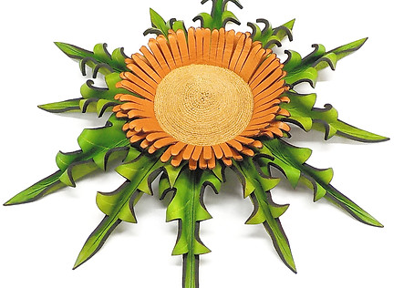 Eguzkilore verde cuero 30 cm centro amarillo puerta entrada