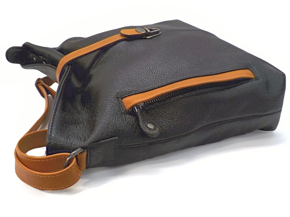 Miniatura: lateral del Bolso bandolera negro combinado camel Eder