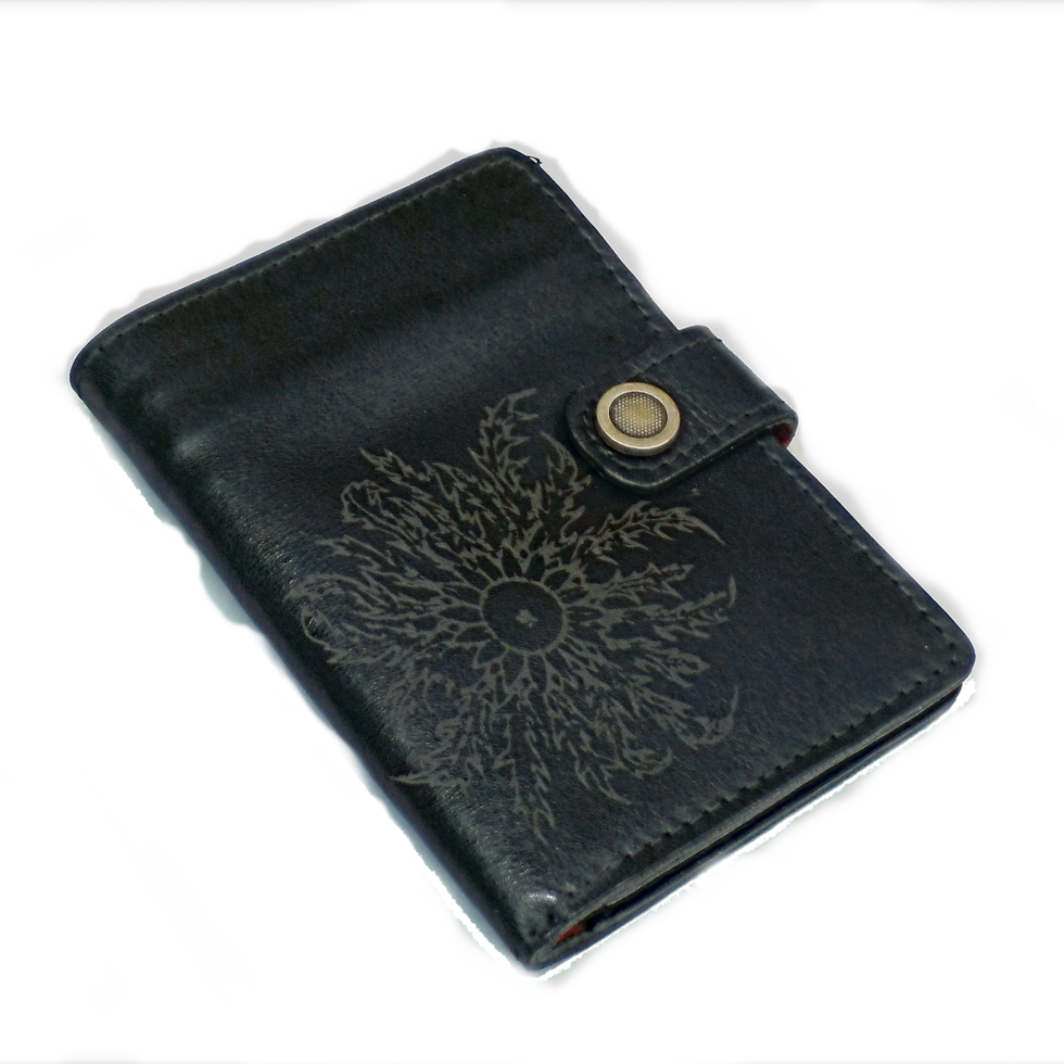 Miniatura: Cartera de cuero Grabada Eguzkilore Ross Negro